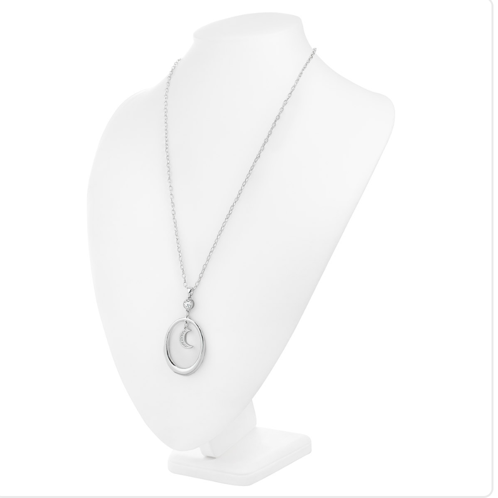 LONG MOON RHODIUM NECKLACE