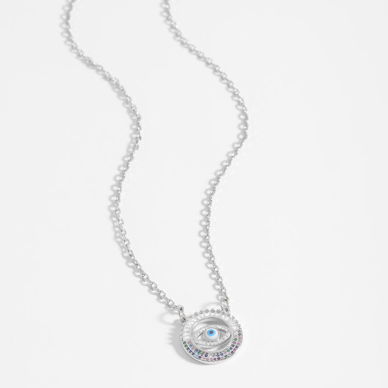 PLATINUM EVIL EYE NECKLACE