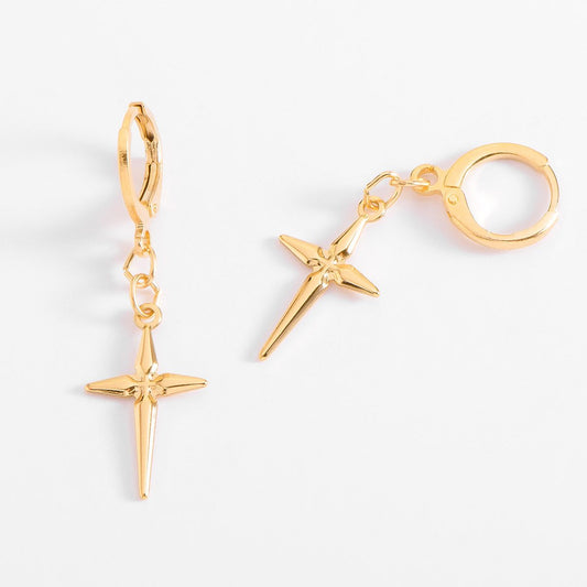 STAR SHAPED CROSS EARRINGS