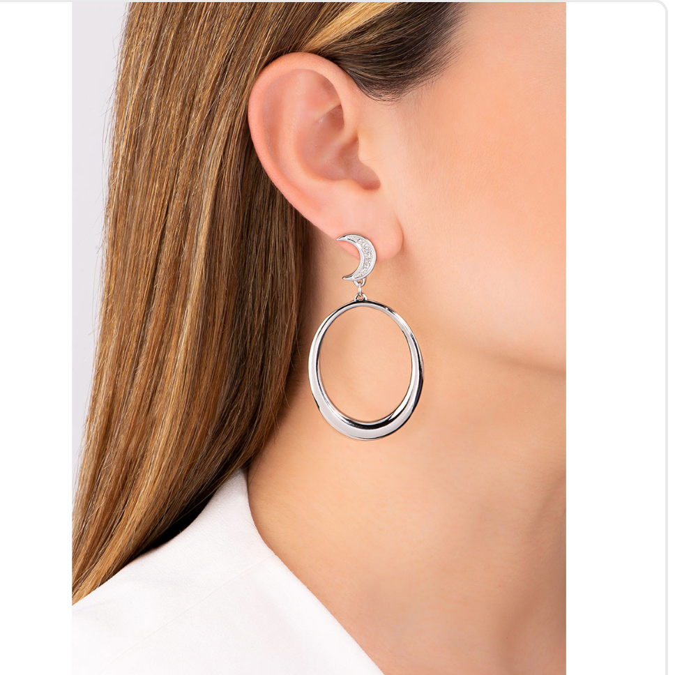 RHODIUM MOON EARRINGS