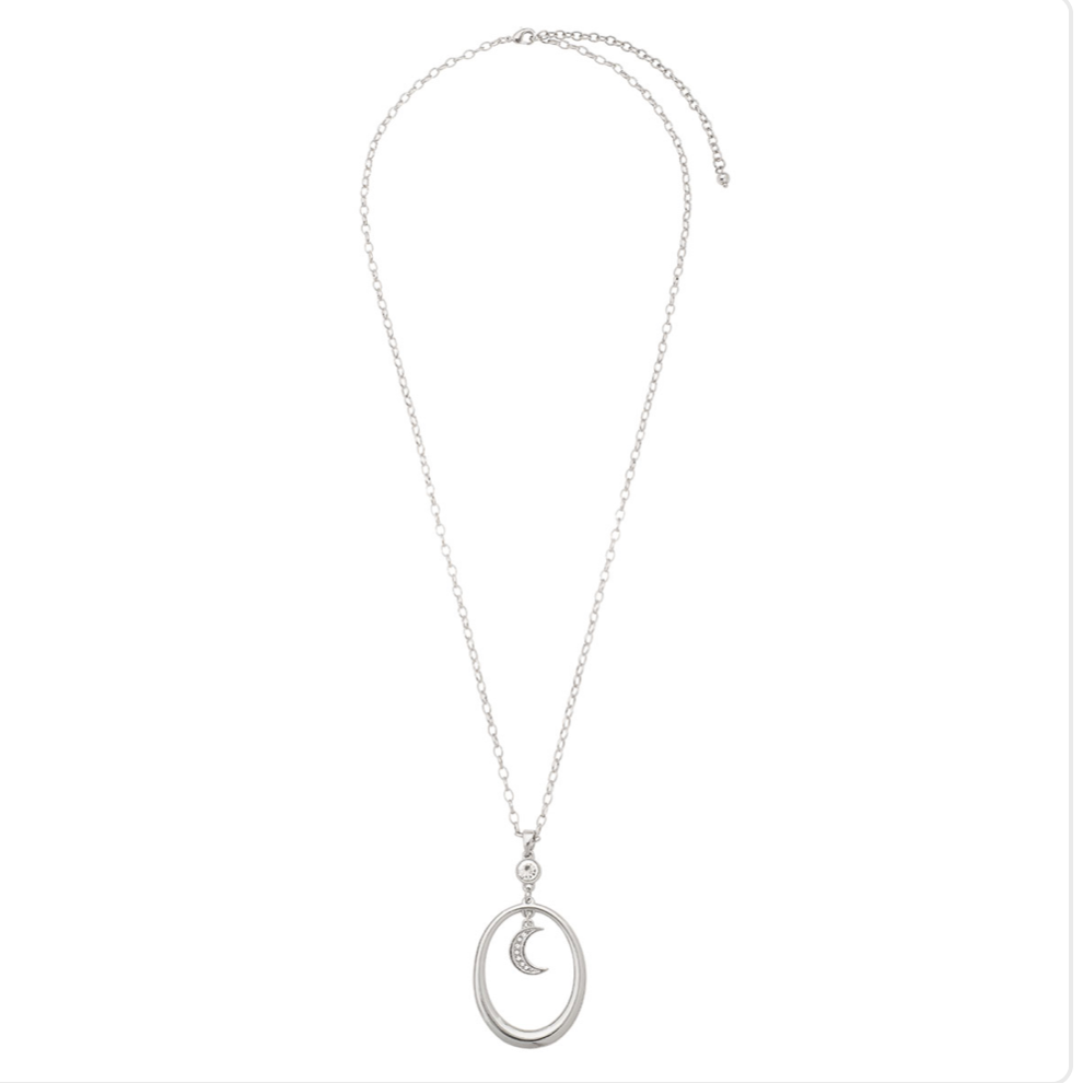 LONG MOON RHODIUM NECKLACE