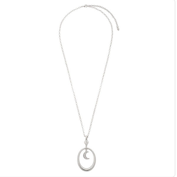 LONG MOON RHODIUM NECKLACE