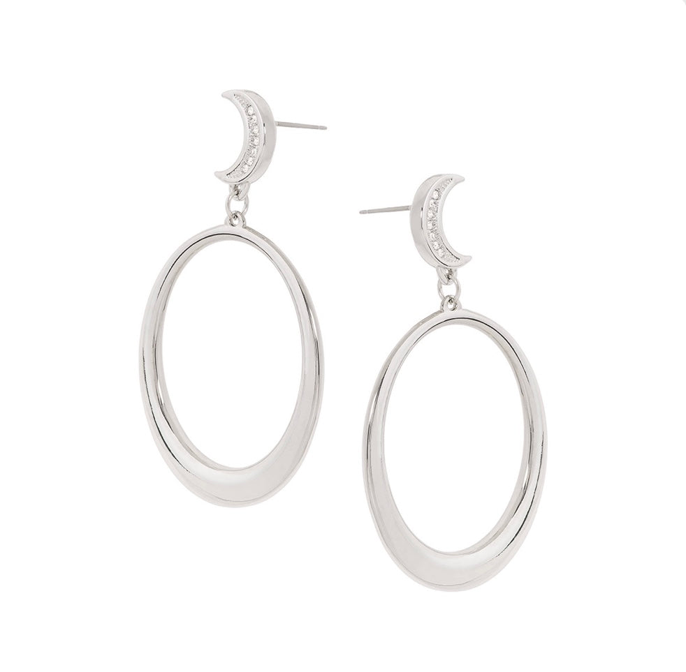 RHODIUM MOON EARRINGS