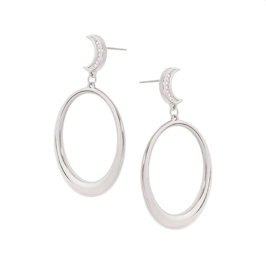 RHODIUM MOON EARRINGS