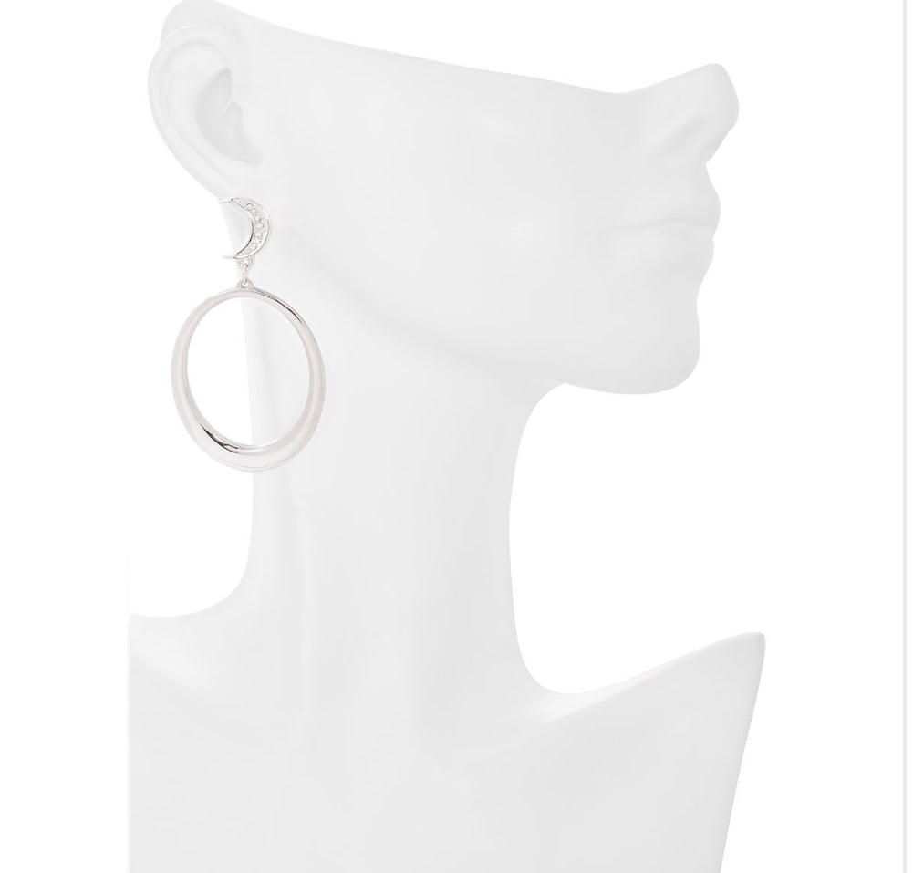 RHODIUM MOON EARRINGS