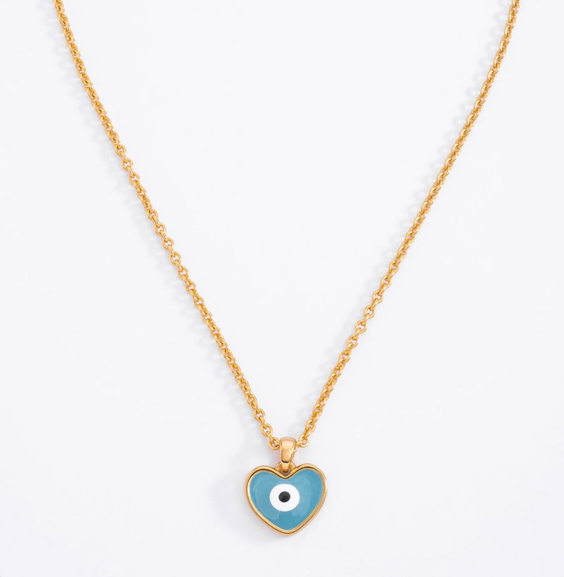 HEART EVIL EYE NECKLACE